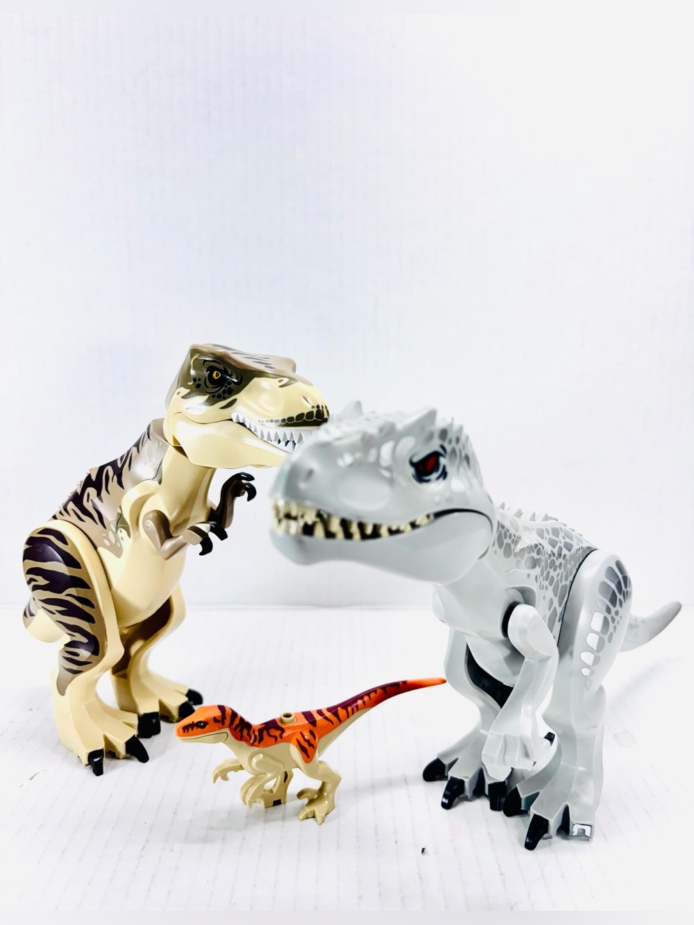 LEGO Jurassic World Grey Indominus Rex, T-Rex & Raptor Dinosaurs Incomplete